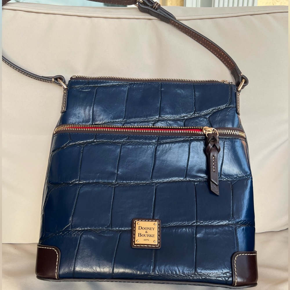 Dooney & Bourke Blue Croc Embossed Crossbody Bag